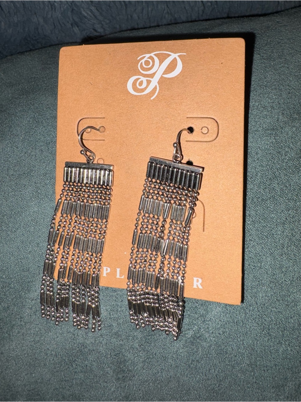 Plunder Silver Beaded Fringe Earrings